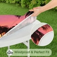 thumbnail image 5 of Tropical Paradise Round Elastic Table Cover - Waterproof, Wrinkle-Free, Neon Palm Tree Sunset Design - Fits 60" Tables, 5 of 5
