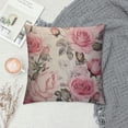 thumbnail image 2 of WERPE  Pink Flowers Throw Pillow Cover,Watercolor Leaves Floral Rose in Pastel Color Decorative Pillow Cases Square Cushion Covers for Home Sofa Couch, 2 of 5