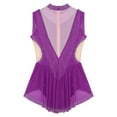 thumbnail image 5 of TiaoBug Women's Rhinestone Gymnastics Sleeveless Tassel Skirted Leotard Figure Skating Dancewear Purple L, 5 of 6