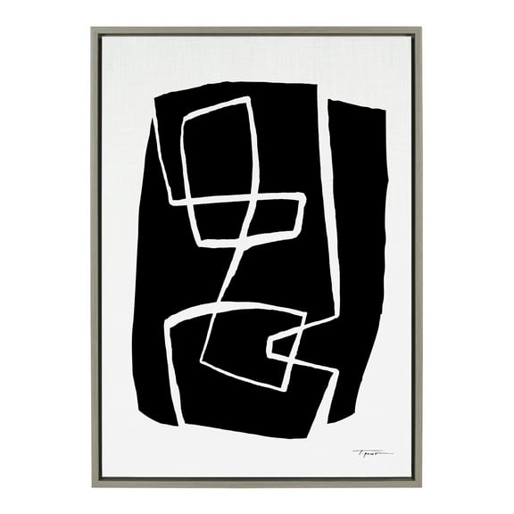 Kate and Laurel Sylvie Modern Meeting Forms Framed Canvas Wall Art by Statement Goods, 23x33 Gray, Contemporary Abstract Art for Living Room, Office, Or Entryway