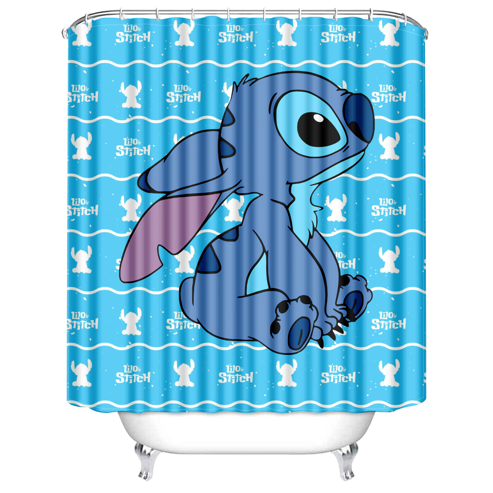Lilo and Stitch Waterproof Fabric Anime Design Shower Curtain,Lilo