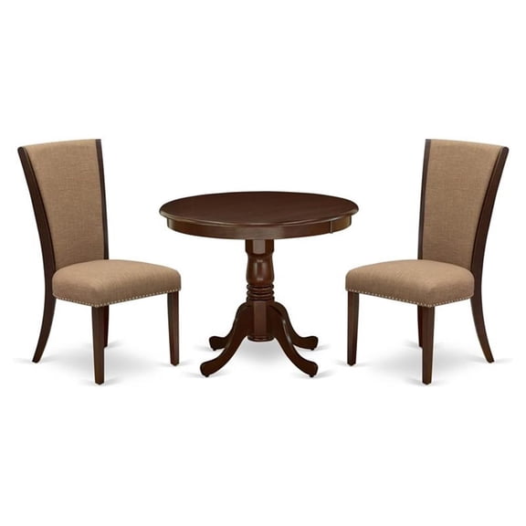 East West Furniture Antique 3-piece Wood Dining Set in Mahogany/Light Sable