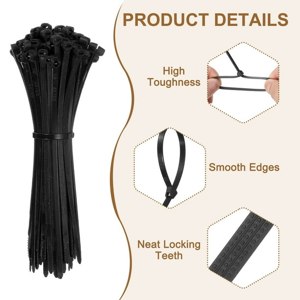 Zip Ties Plastic Cable Ties, Self-Locking Wire Zip Tie 6 Inch with