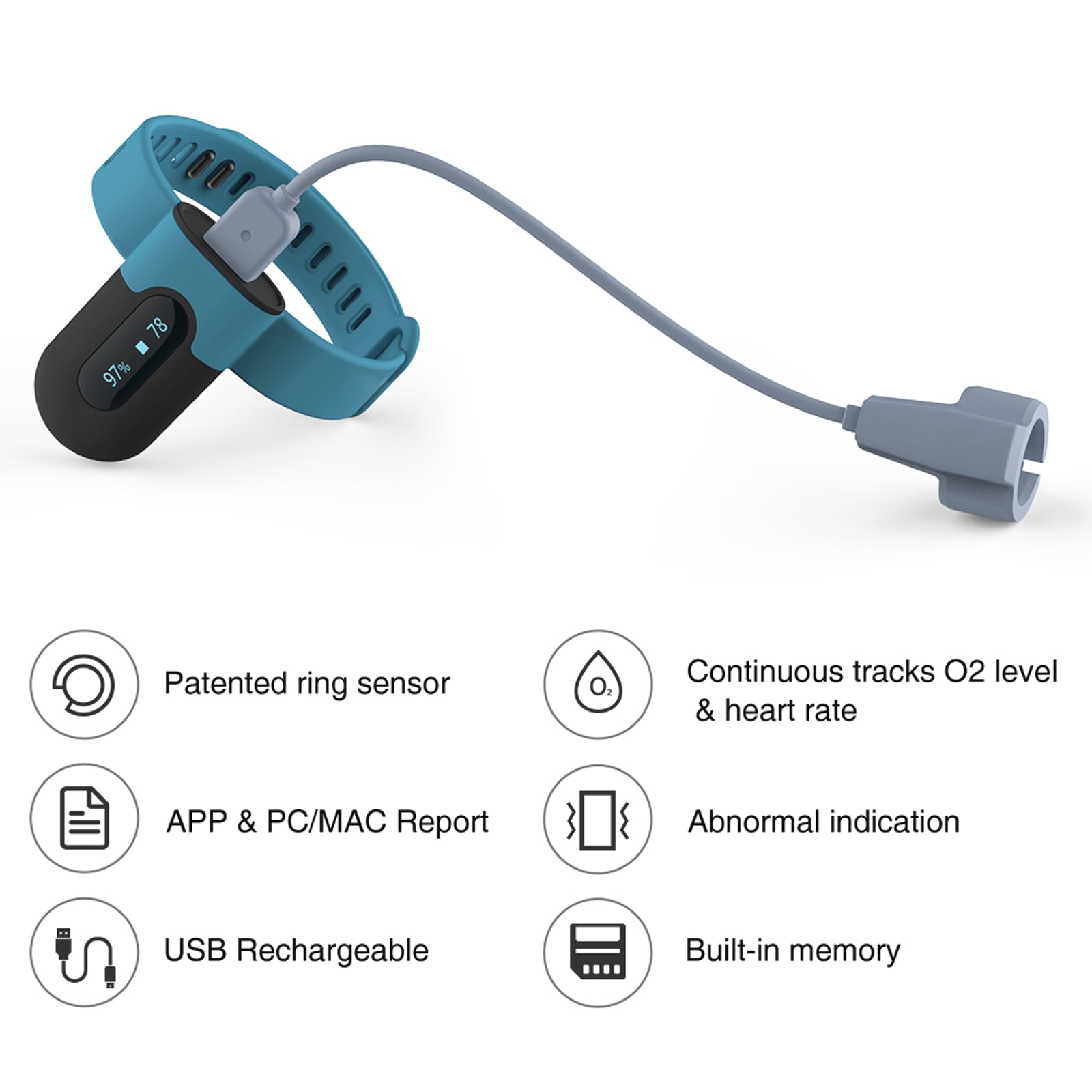 Vibeat Oxy U Wrist Oxygen Monitor - Wearable Pulse Oximeter for High-Altitude Sports & Aviation, SPO2/PR/HR Tracking, 16H Battery, Bluetooth Free APP