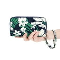 thumbnail image 7 of HAWEE Cellphone Wallet Dual Zipper Wristlet Purse with Card Slot/ Coin Pouch Compatible with iPhone/Samsung for Women or Lady, Green + White Floral, 7 of 7
