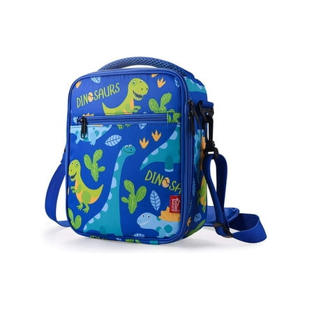 

Fashnice Toddler Lunchbox Top Handle Shoulder Bags Insulated Cute Lunch Bag Cooler Kids Reusable Messenger Oxford Adjustable Strap Child Blue