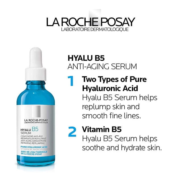 La Roche-Posay Hyalu B5 Pure Hyaluronic Acid Serum for Face, Vitamin B5. Anti-Aging Serum for Fine Hydrating, Repairing, Replumping. Suitable for Sensitive Skin - Walmart.com