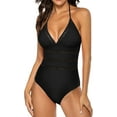 thumbnail image 2 of NICKSUN Maillot de Bain une Pièce pour Femmes Contrôle du Ventre Maillot de Bain Modeste Col en V, 2 of 9