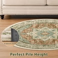 thumbnail image 6 of 4 ft Round Area Rug, Yamaziot Boho Vintage Oriental Circle Carpet, Washable Non Slip Non Shedding Soft Faux Indoor Floor Mat Rug for Bedroom Living Room Sofa Office, Green, 6 of 9