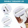 thumbnail image 3 of Yayeee 40oz Double-Wall Insulated Stainless Steel Tumbler with Handle Bottle, White Chocolate Cakes, 3 of 8