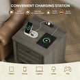 thumbnail image 3 of Bestier Farmhouse Nightstand Set of 2 with 2 Drawers, Wood Bedside Table Sofa Side End Table Night Stand with Charging Station for Living Room, Bedroom, Home Office, Gray, 3 of 11