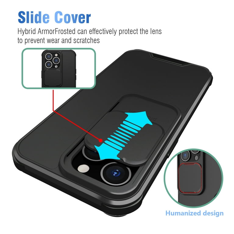 Feishell Case Fit for Apple iPhone 13 Pro Max,Drop Protection Camera Lens  Sliding Protection Dual-layered Flexible TPU + Hard PC Scratch Resistant
