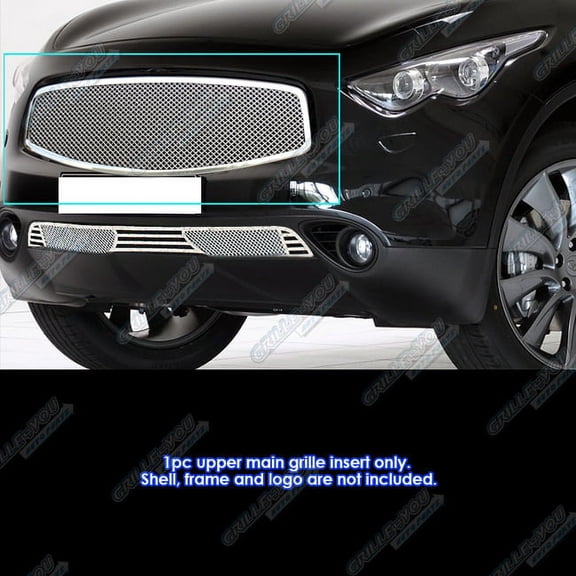 APS Compatible with Infiniti FX35 FX50 2009-2010 Main Upper Stainless Steel Chrome Mesh Grille Insert N76793T
