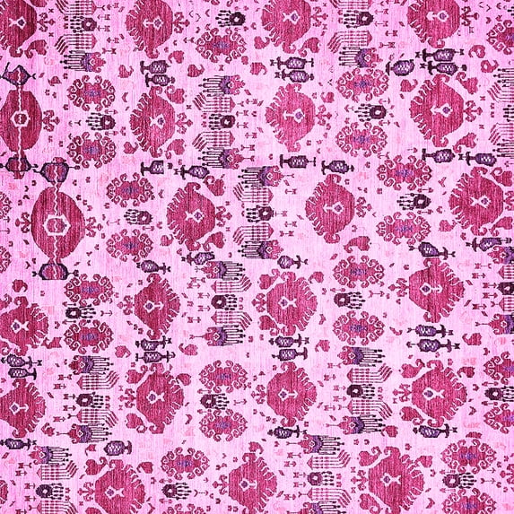 Ahgly Company Indoor Square Abstract Pink Modern Area Rugs, 5' Square