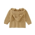 thumbnail image 3 of Verugu Toddler Baby Girls Boys Winter Coat Thicken Warm Jackets Baby Hooded Snow Outwear Coat Kids Solid Color Ears Hooded Knitted Tops Warm Coat Brown, 6-12 Months, 3 of 7