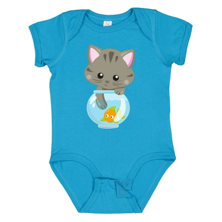 

Inktastic Cute Cat Little Cat Kitty Kitten Fish Bowl Gift Baby Girl Bodysuit