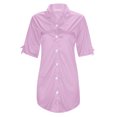 thumbnail image 5 of Youmylove Nightgowns For Women Solid Color Button Down Mid Sleeve Shirt Style Chiffon Cute And Sexy Sleepwear For Women Plus Size, 5 of 8