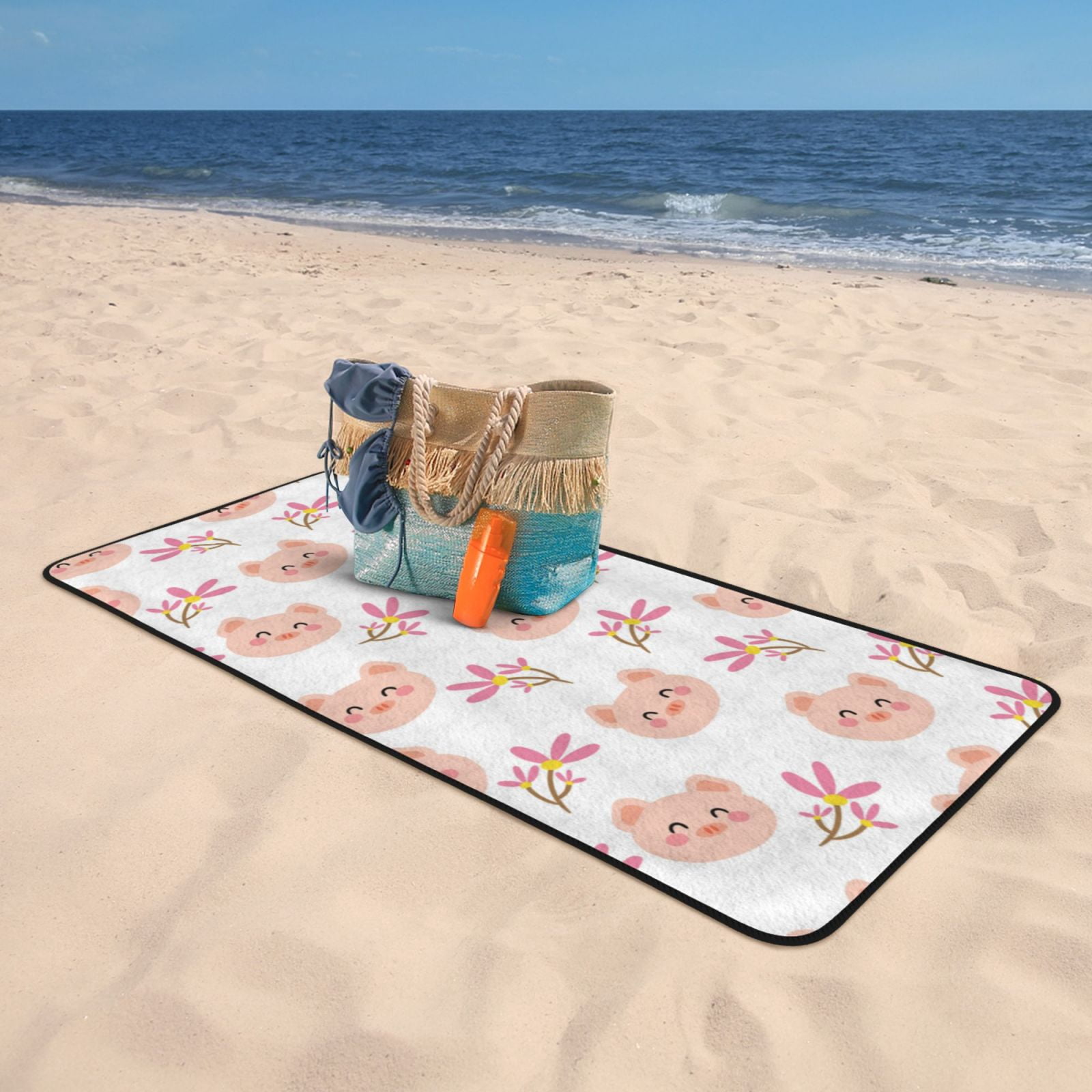 Cotton Bath Towels for Bathroom - Cute Pig Face and Plants Microfiber Quick Dry Towels for Body Bath Sheets, Personalized Beach Towel, Soft Shower Towels for Travel Home Beach 27*55in