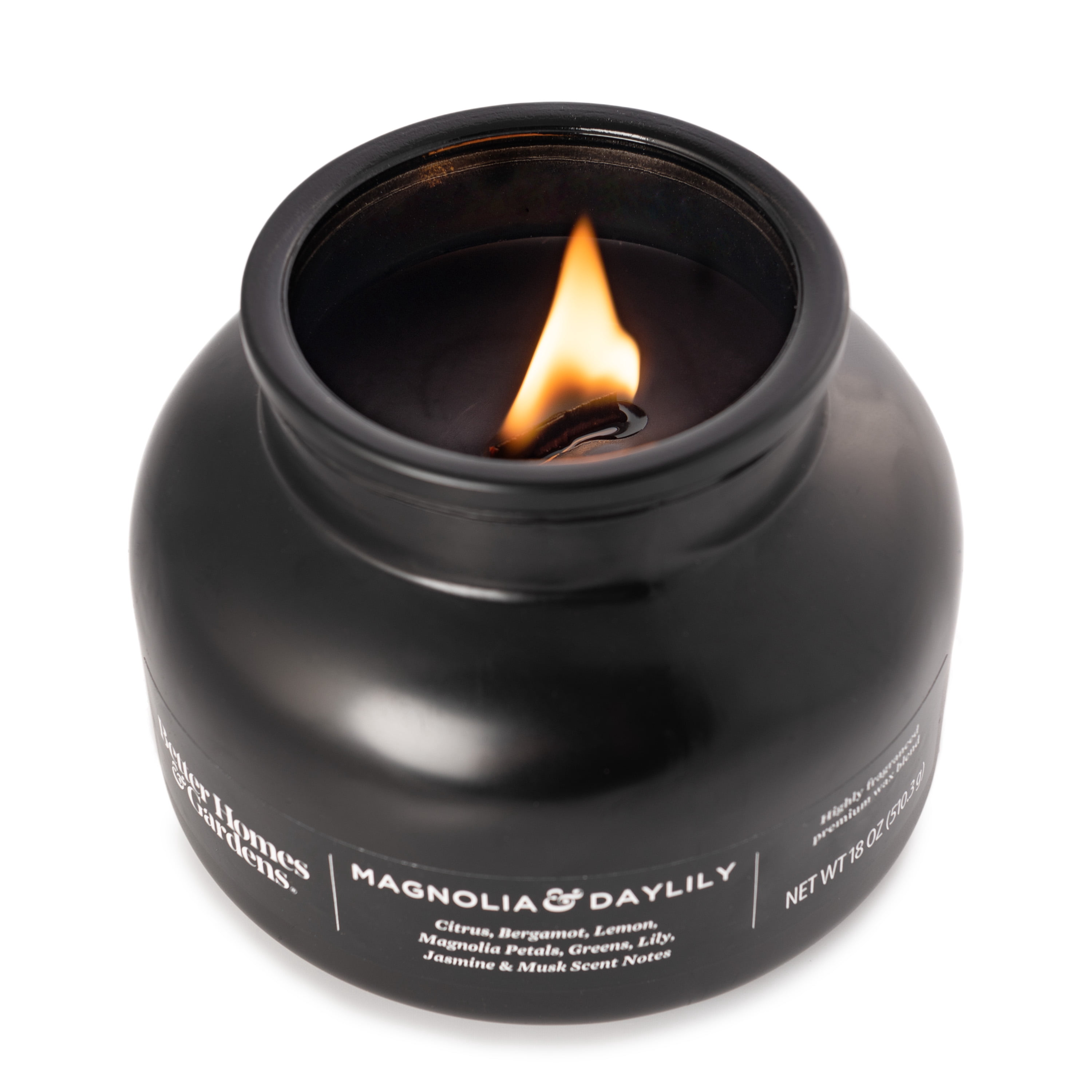 Better Homes & Gardens 18 oz Magnolia & Daylily Scented Wooden Wick Bell Jar Candle