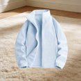 thumbnail image 5 of vdgthytj Jackets for Women Fleece Full Zip Stand Collar Long Sleeve Solid Fall Winter Casual Outerwear with Pockets(Large,Light Blue), 5 of 6