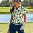 thumbnail image 3 of COEQINE V Neck Golf Shirts for Women 1/4 Zip Moisture Wicking Tennis Activewear Cactus and Sunflower Print Workout Golf Tops Lightweight Short Sleeve Polo Shirts, S, 3 of 7