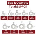 thumbnail image 2 of 910 Pcs/200 Pcs Entretoise Plate en Acier Inoxydable Kit de Fixation pour Laveuse en Métal, 2 of 7