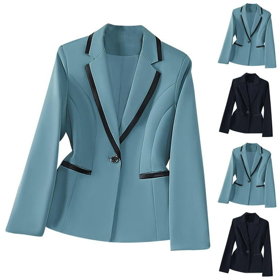 Wiyuqeen Blazers for Women Business Casual Notch Collar Color Block Jacket Suits Long Sleeve Plus Size Blazer Coats with Pocket