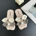 thumbnail image 2 of ZACPNCV Girl's Bow Open Toe Slip on Slippers PU Leather Slides Flat Sandals Black 3-3.5 Years, 2 of 4
