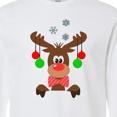 thumbnail image 4 of Inktastic Cute Christmas Reindeer with Red Nose, Ornaments and Bow Tie Long Sleeve T-Shirt, 4 of 5