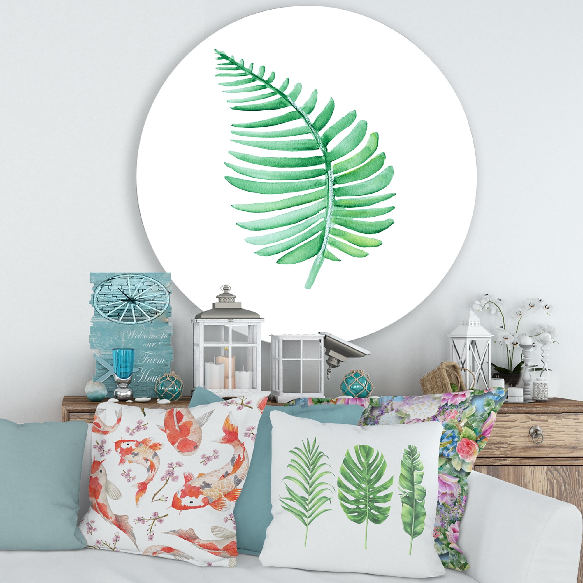 Designart 'Close Up Of Tropical Leaf Of Monstera III' Farmhouse Circle Metal Wall Art 29x29 - Disc of 29