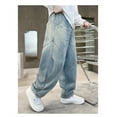 thumbnail image 6 of Gyexs Girls Cargo Pants Size 10-12 School Clothes High Waist Baggy Stretchy Parachute Pants Blue 5-6 Years, 6 of 8
