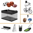 thumbnail image 2 of Tool Storage Rack with 6 Assorted Hooks and Large Mesh Basket for Sports Gear, Utilities -Wall Mount Garage Storage Organizer, 2 of 6