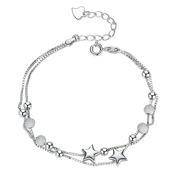 MANHUJI Clearance Initial Heart Bracelet Charms Bracelets 925 Sterling Silver Chain Bracelets for Women Teen Girls Gifts for Women Her Him Father Mother (Silver1,One Size)