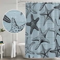 thumbnail image 5 of Teal Blue Starfish Shower Curtain, Waterproof Shower Curtains for Bathroom, Coastal Ocean Summer Sea Nautical Washable Fabric Bathtub Curtain Set Bath Decor with 12 Hooks Standard 72"x72", 5 of 8