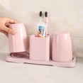 thumbnail image 4 of Mdesiwst Double Toothbrush Cups Toothpaste Holder Set with Stand Bathroom Organizer Rack, 4 of 7