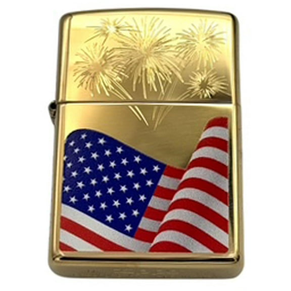 Zippo Lighter - Fireworks and Flag Gold