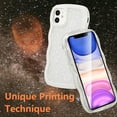 thumbnail image 2 of for iPhone 12/12 Pro Case 6.1 inch,Cute Curly Wave Frame Shape Case with Star Space Pattern, Clear Slim Shockproof Hard PC Bumper Phone Case for iPhone 12/12 Pro, White, 2 of 18