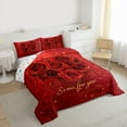 thumbnail image 3 of Castle Fairy Boys Girls Romantic Floral Red Rose Bedding Comforter Set 2pcs,Happy Valentine's Day Twin Comforter Sets Microfiber,Bling Gold Glitter Breathable Bedding Set,Luxury Bedroom Decor, 3 of 8