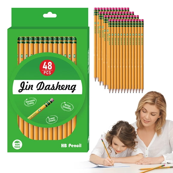 Unsharpened Wood Pencils, #2 Lead, Yellow, 48 Count, studying essentials