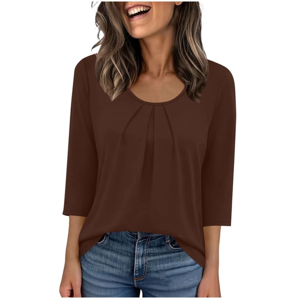 Camiseta de Manga 3/4 Impresa de Moda Casual de Ajuste Suelto de la Mujer de Verano Cómoda Primavera Y Verano