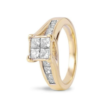 Ladies 1.75 Carat Diamond 14K Yellow Gold Ring