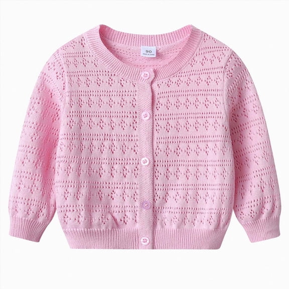 Gubotare Toddler Cardigan Girl Girl's Button Down Knitted Cardigan V Neck Loose Cute Sweater Outwear 18 24 Months (Pink,18-24 Months)