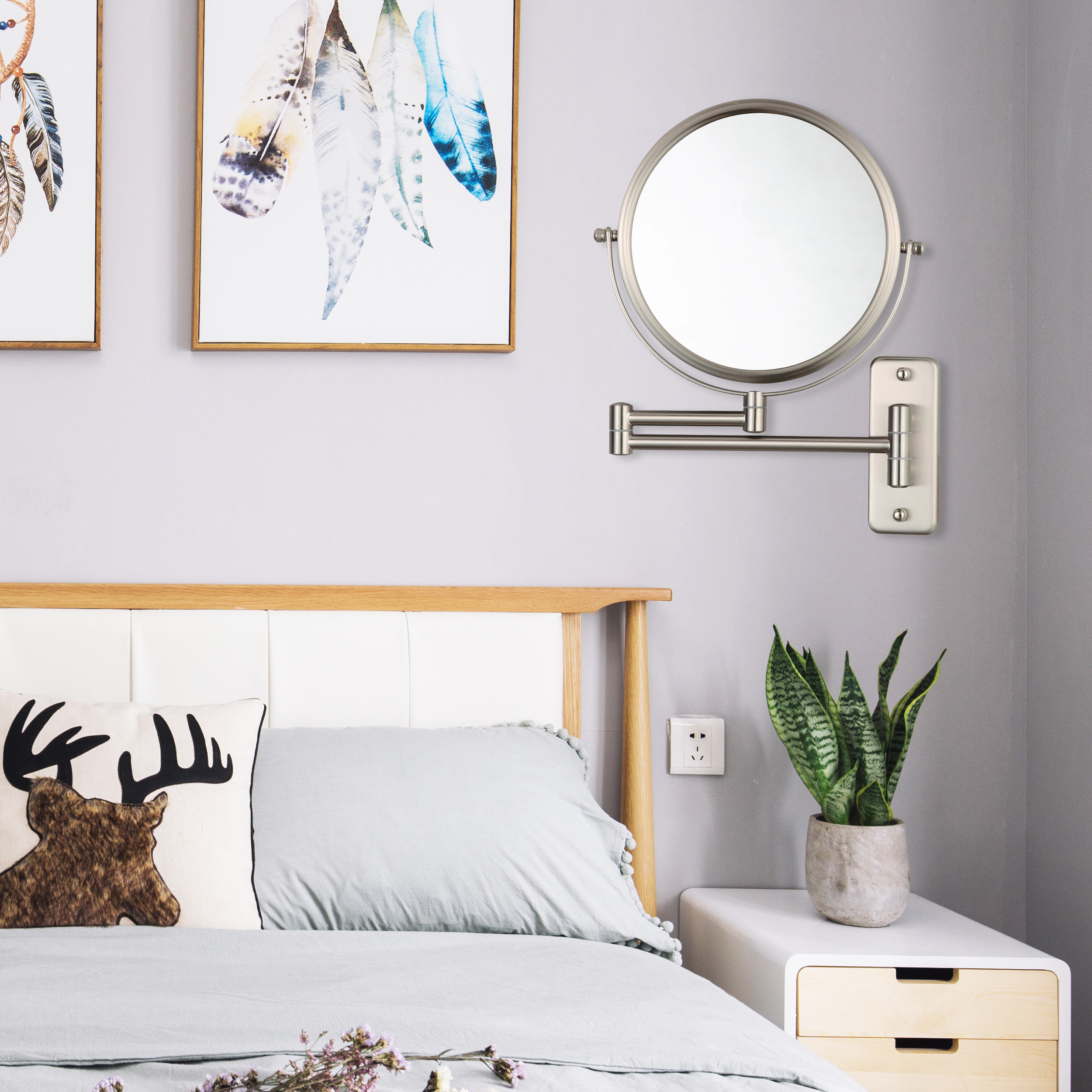 Decluttr 10X Magnifying Wall Mount Mirror, 8-Inch, Nickel photo 8