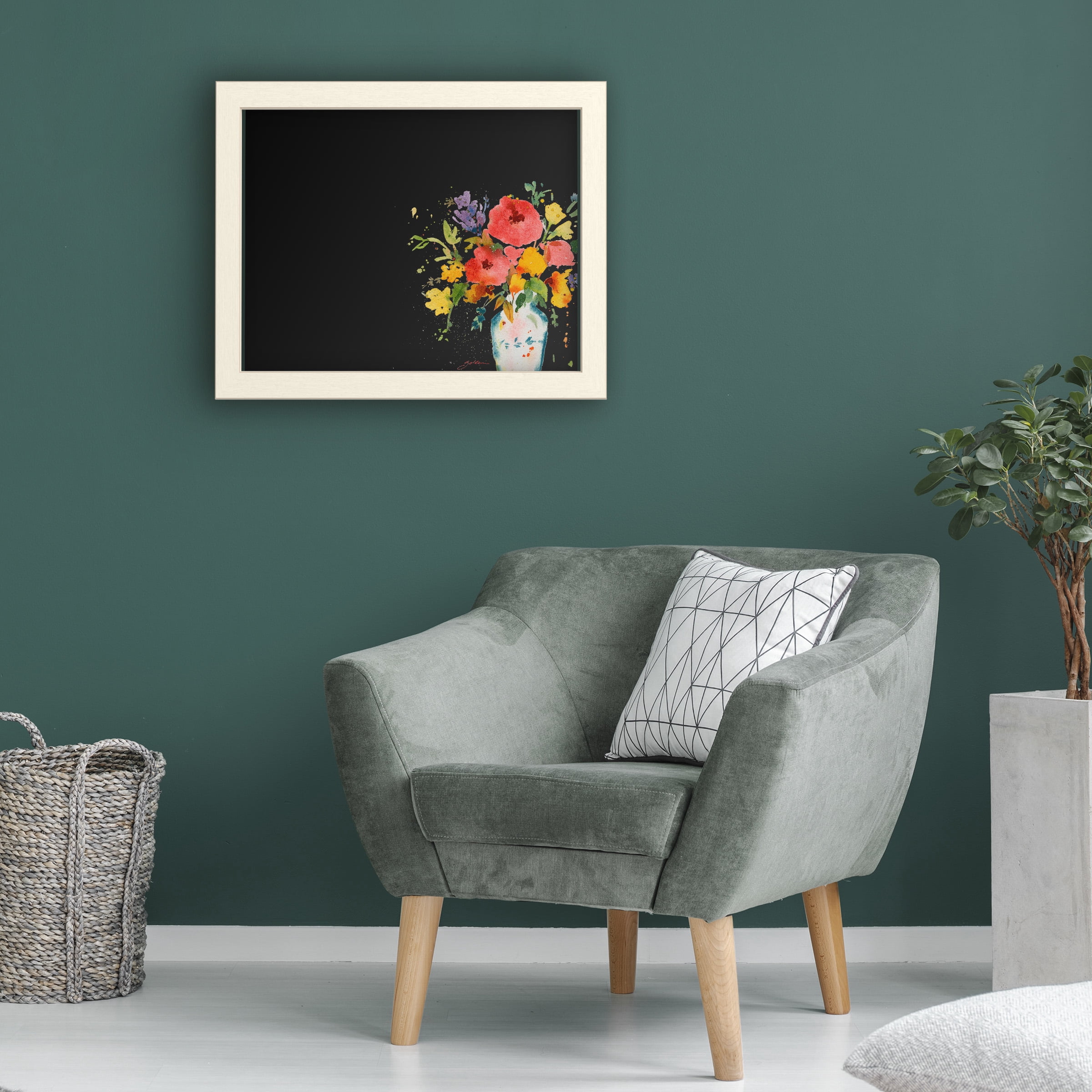 Trademark Fine Art 'White Vase with Bright Flowers' Chalkboard by Sheila Golden