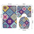 thumbnail image 3 of Multicolor Ethnic Geometric Patchwork Pattern Bathroom Rugs Sets 3 Piece,Toilet Cover Set,Absorbent Non Slip Bathroom Mats Sets with U-Shaped Contour Rug Toilet Rug Set, 3 of 5