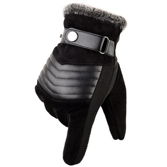 Touch Screen Winter Warm Men's Gloves Genuine Leather Casual Gloves Mittens for Men Outdoor Sport Full Finger Glove (Black-A)