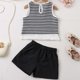 thumbnail image 4 of Vestido de Verano de Manga Corta Suave Cómodo Color Sólido Cuello Redondo Blusas Conjuntos para Niños Niñas Vestido de Manga Corta Lindo Moda Casual, 4 of 9