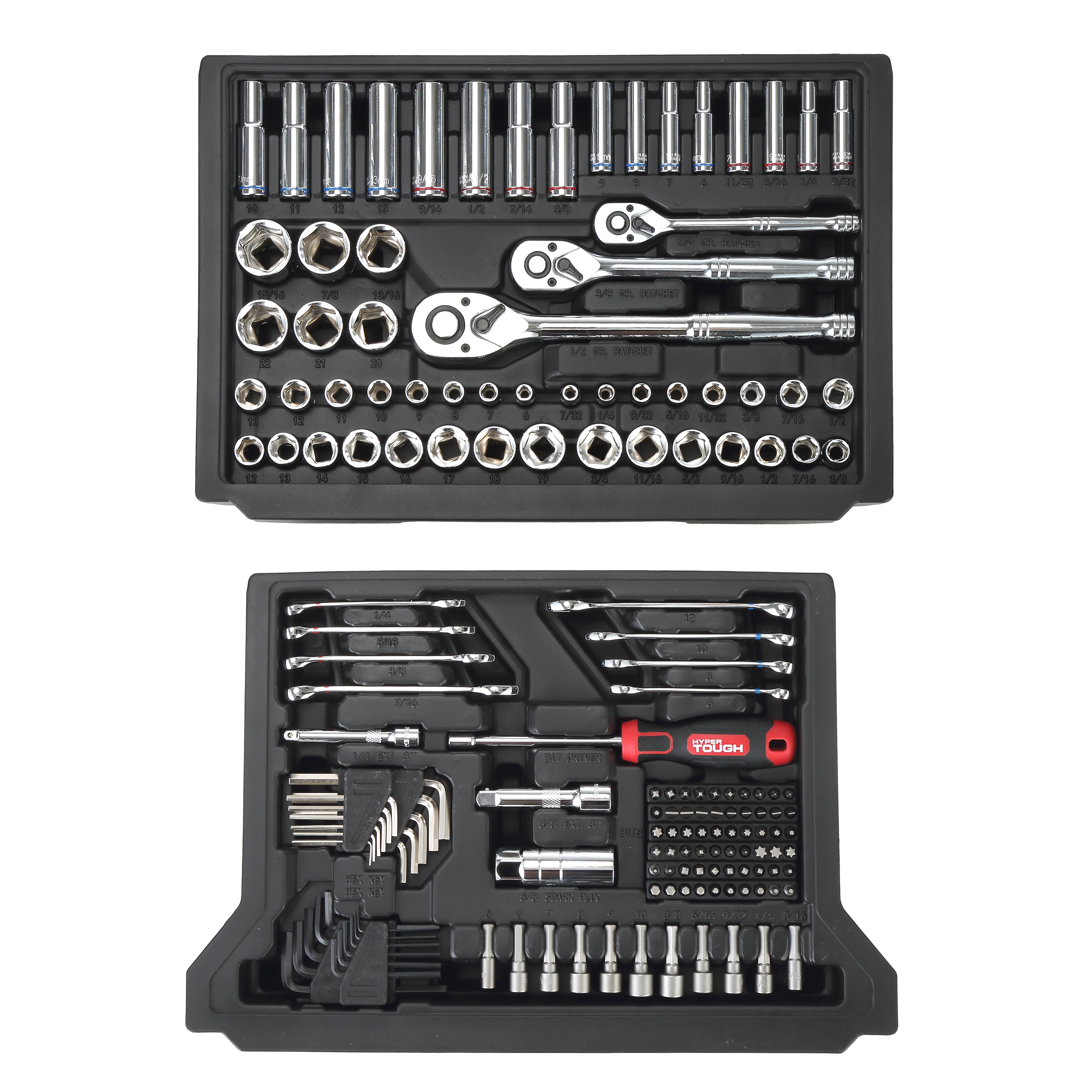 Set de Herramientas Mecánicas de 170 Piezas con Dados de 1/4, 3/8 y 1/2 Pulgada Hyper Tough 3