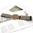thumbnail image 7 of Retro Style Wide Straw Woven Waist Belt Elastic Waistband Birthday Women , stripe, 7 of 7
