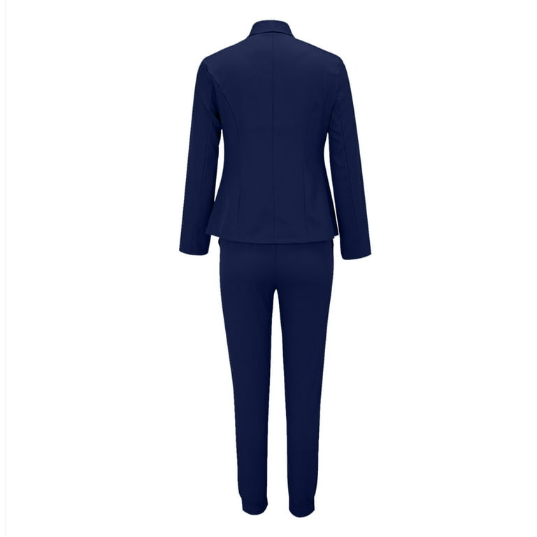 Yuwull Two Pieces Business Casual Outfits for Women Casual Light Weight  Thin Jacket Slim Coat Long Sleeve Blazer and Suit Pants Office Formal Sets